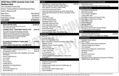 2026 RAM Ram 2500 RAM 2500 LARAMIE CREW CAB 4X4 6'4' BOX