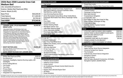 2026 RAM Ram 2500 RAM 2500 LARAMIE CREW CAB 4X4 6'4' BOX