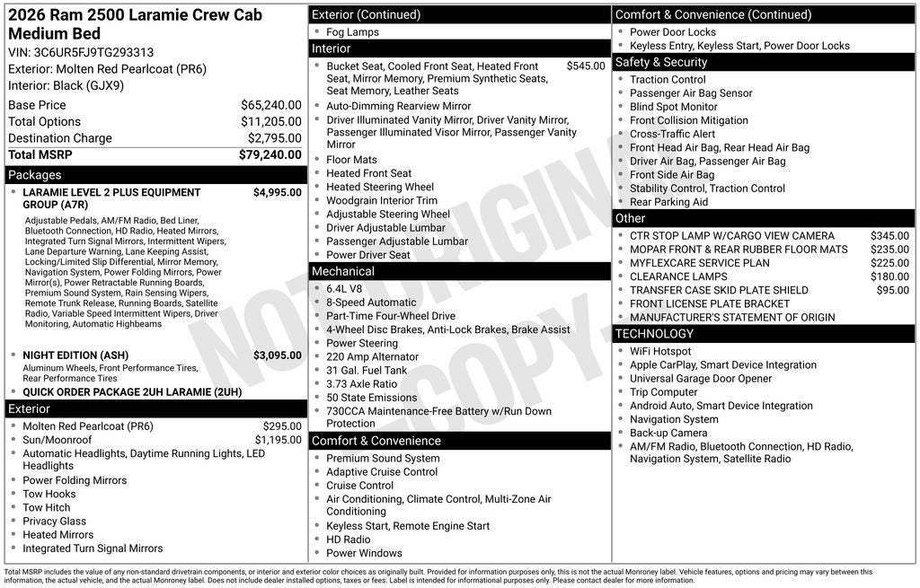 2026 RAM Ram 2500 RAM 2500 LARAMIE CREW CAB 4X4 6'4' BOX