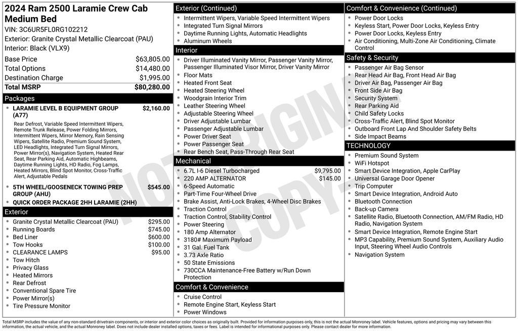 2024 RAM 2500 Laramie Crew Cab 4x4 6'4' Box