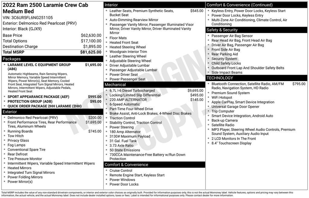2022 RAM 2500 Laramie Crew Cab 4x4 6'4' Box