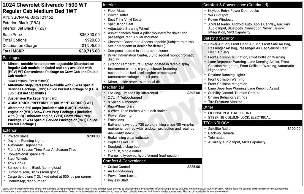 2024 Chevrolet Silverado 1500 2WD Regular Cab Standard Bed WT