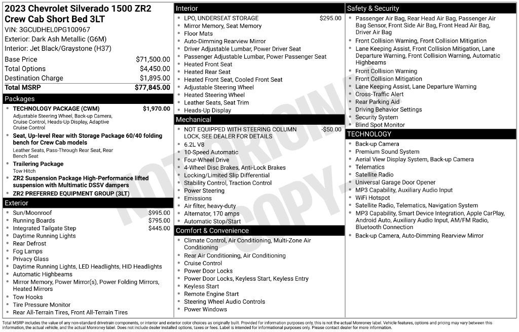 2023 Chevrolet Silverado 1500 4WD Crew Cab Short Bed ZR2