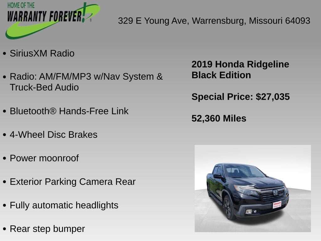 2019 Honda Ridgeline Black Edition